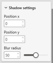 Shadow position and blur settings