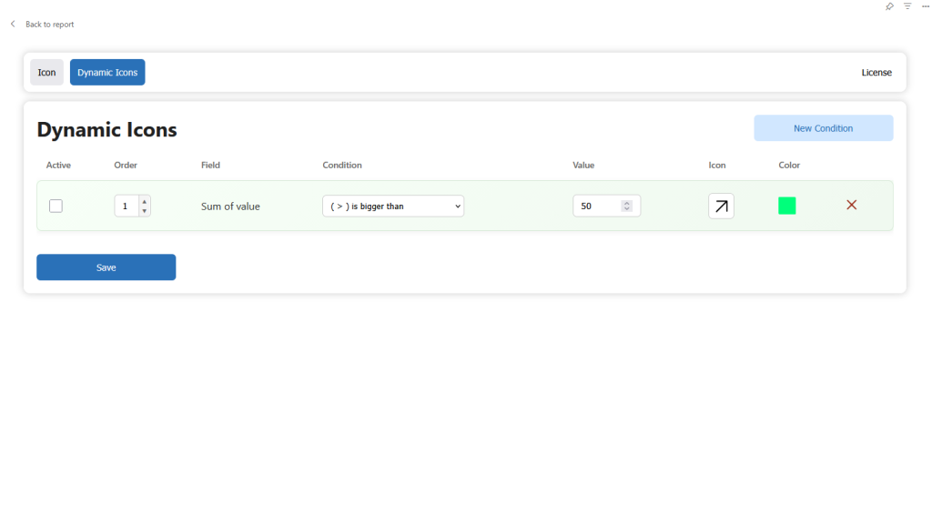 Dynamic Icons configuration panel in Focus Mode