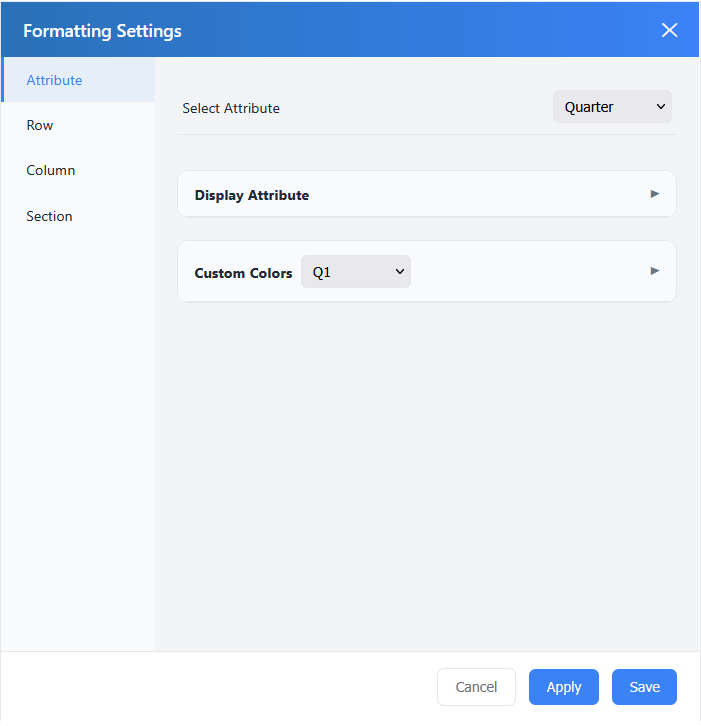 Attribute Custom Colors settings