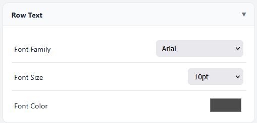 Row Custom Colors settings