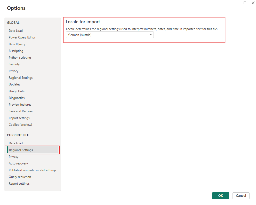 Current File Regional Settings