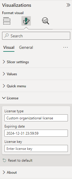 License section formatting area