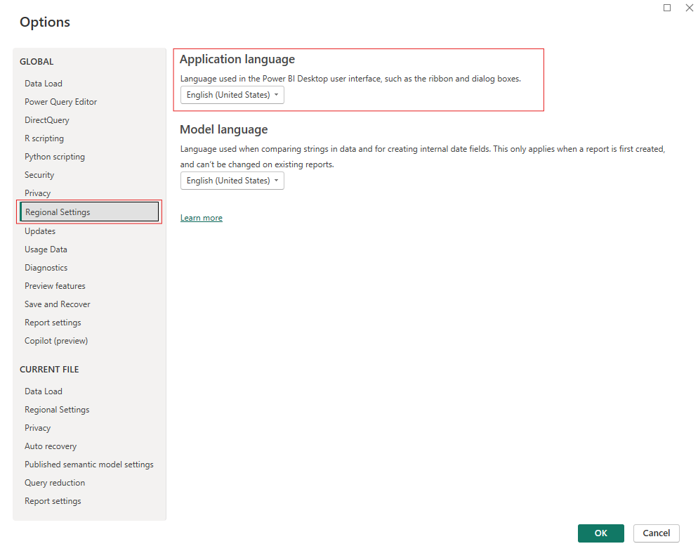 Global Regional Settings