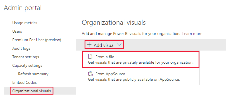 Admin Portal Organizational visuals