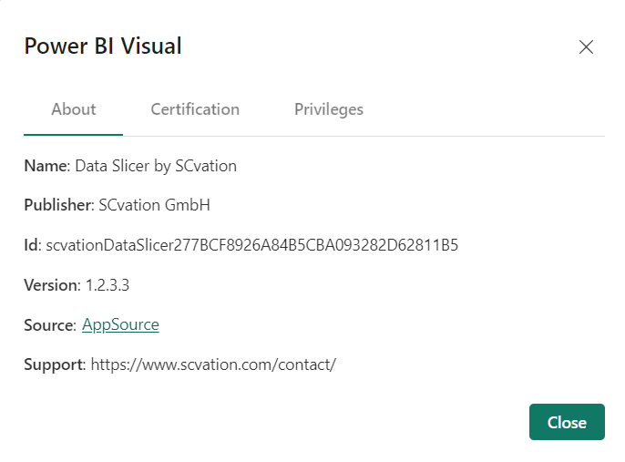 Visual version information metadata